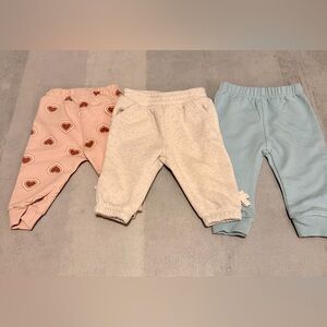 Baby girl Sweatpants Trio - Pink, Cream, and Blue